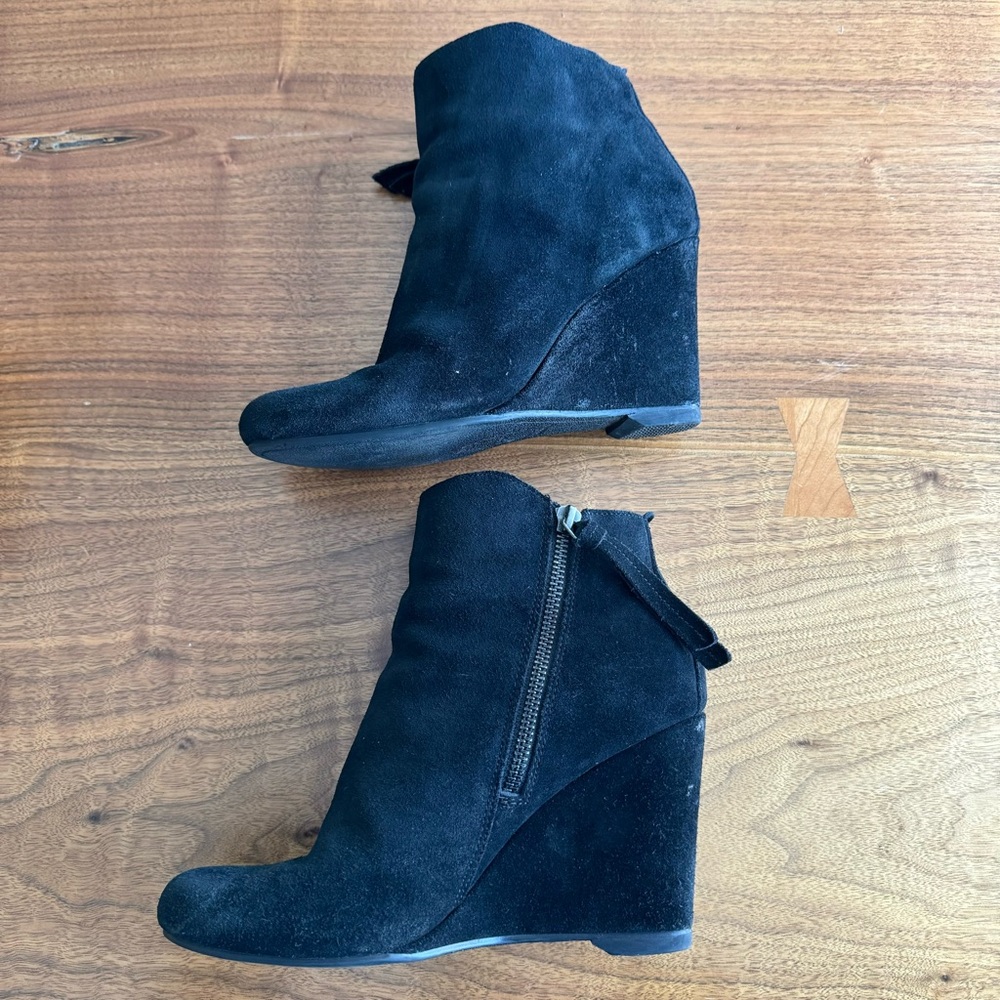 Dolce Vita Black Suede Wedge Ankle Booties. Size Women’s 7.5 - Picture 6 of 12